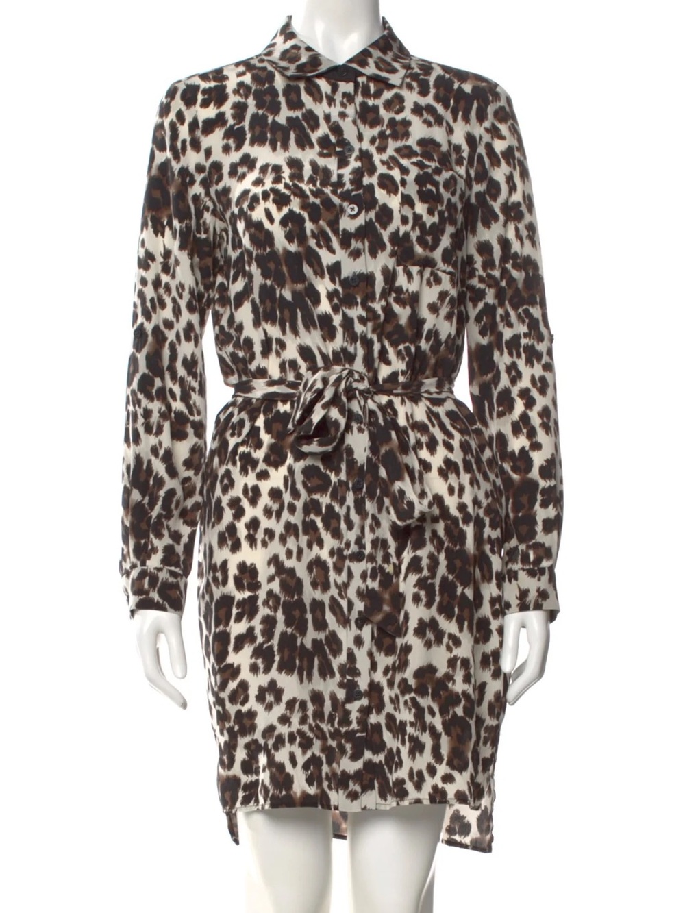 DIANE VON FURSTENBERG $450 • Medium / 18.75” PTP • "Prita" Silk Shirt Dress - Picture 2 of 6